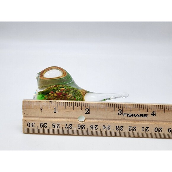 Svoboda Studio Art Glass Bird Paperweight Figurine Czech Republic  Green Yellow - Picture 9 of 10
